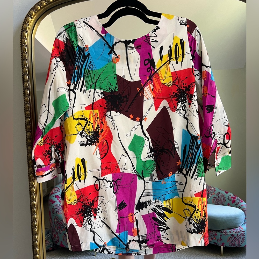 Vintage 90s Abstract Art Top